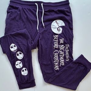 Disney Nightmare Before Christmas purple & white pull on joggers‎ women’s large